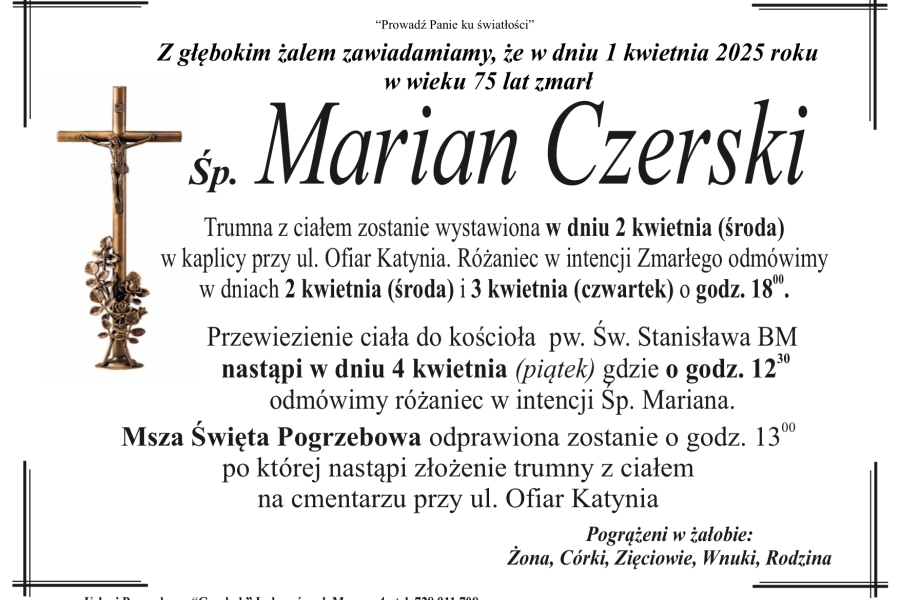 Zmarł Marian Czerski [75 lat]